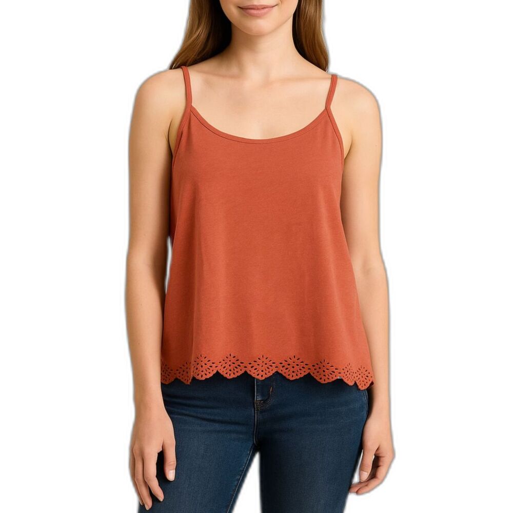 Rue 21 Laser-Cut Hem Tank Top in Rust | Size Medium
